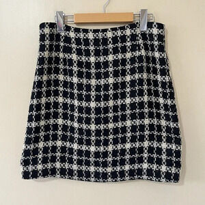 SoyaConcept| Cute Black/White Plaid Back Slit Mini Skirt Office Chic Sz S